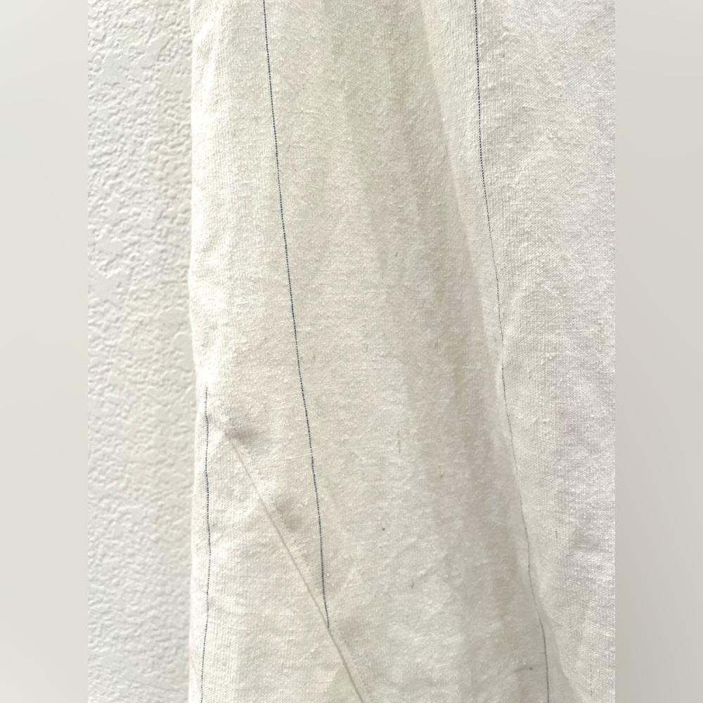 NWT A.L.C. One Shoulder Linen Silk Ruffle Overlay Midi Dress Ecru Navy Stripe - Picture 7 of 11